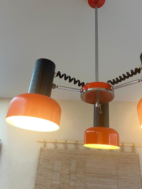 Image 1 of Seventies Pendant Lamp Orange Directional Spotlights Napako Czech Republic