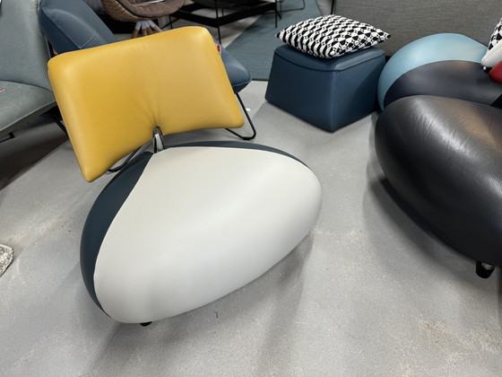 Image 1 of Fauteuil Leolux Pallone vert jaune gris cuir