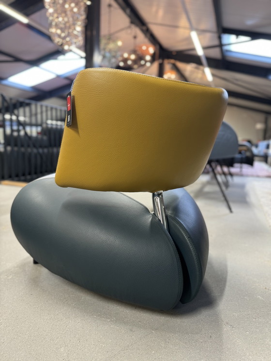 Image 1 of Leolux Pallone Armchair green yellow gray leather