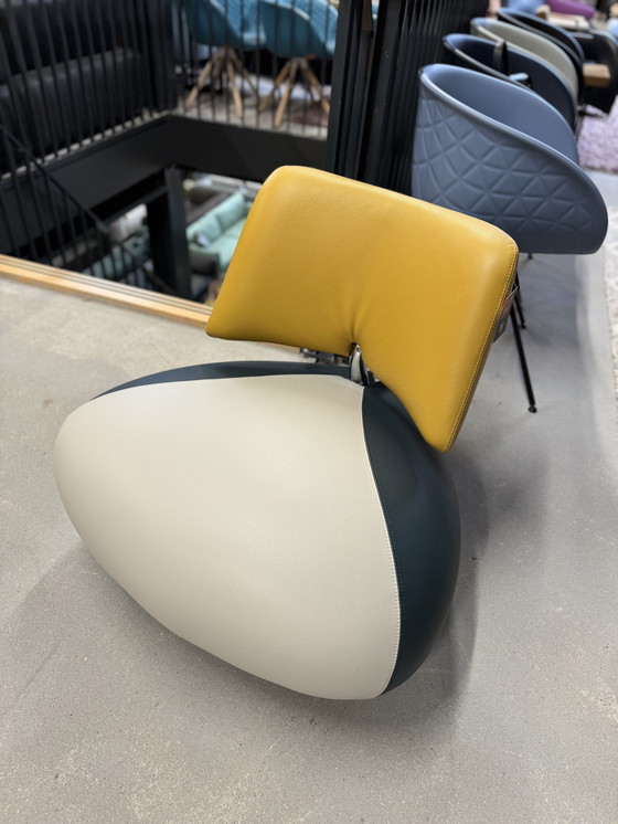 Image 1 of Fauteuil Leolux Pallone vert jaune gris cuir