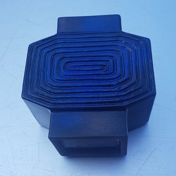 Image 1 of Geometric Blue Ceramic Vase Angula By Hans Welling For Ceramano