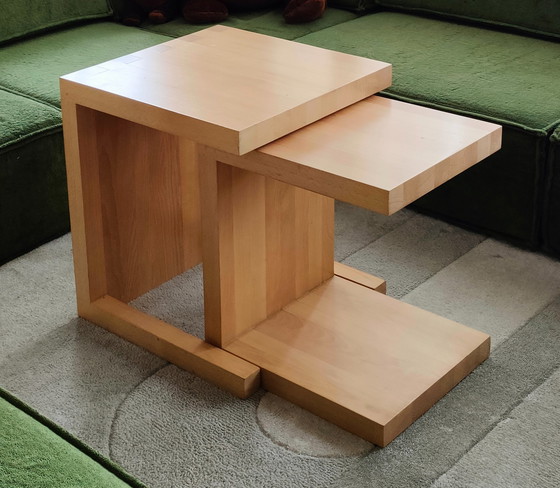 Image 1 of 2X Solid Wood Design Side Tables Handmade