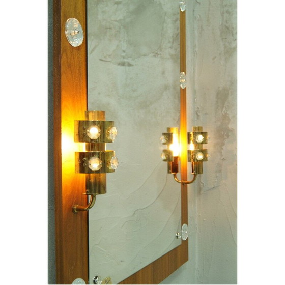 Image 1 of Specchio vintage in teak e cristallo di Erik Höglund per Eriksmalaglas, Svezia, anni '60