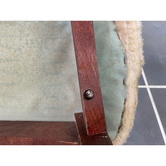 Image 1 of Sedia a botte beige vintage con gambe a compasso, 1960