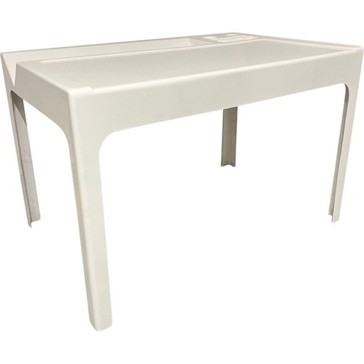 Vintage Ozoo desk in white lacquered fiberglass by Marc Berthier, France 1967