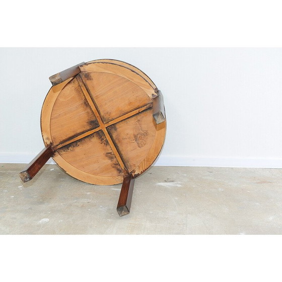 Image 1 of Vintage round pine coffee table, Czechoslovakia 1970