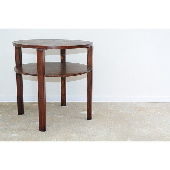 Image 1 of Vintage round pine coffee table, Czechoslovakia 1970