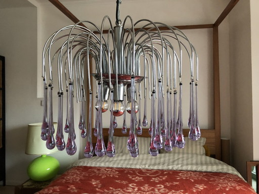 Vintage Italian Glass Drop Waterfall Chandelier