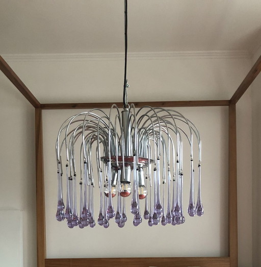 Vintage Italian Glass Drop Waterfall Chandelier