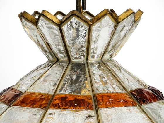 Image 1 of Large heavy 1960s Italian PoliArte glass ceiling lamp 