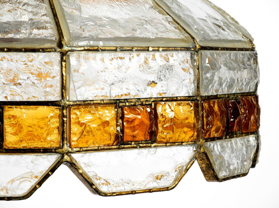 Image 1 of Large heavy 1960s Italian PoliArte glass ceiling lamp 