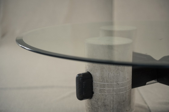 Image 1 of Travertine & glass Brutalist coffee table