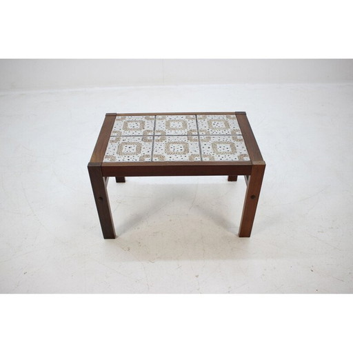 Tavolino in palissandro con piano in ceramica