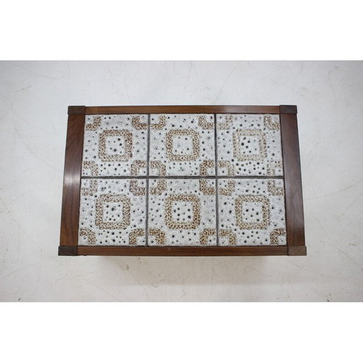 Tavolino in palissandro con piano in ceramica