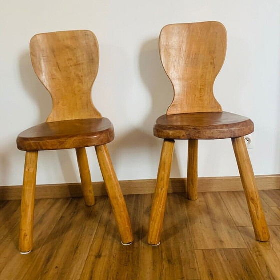 Image 1 of Pair of vintage Brutalist tripod chairs