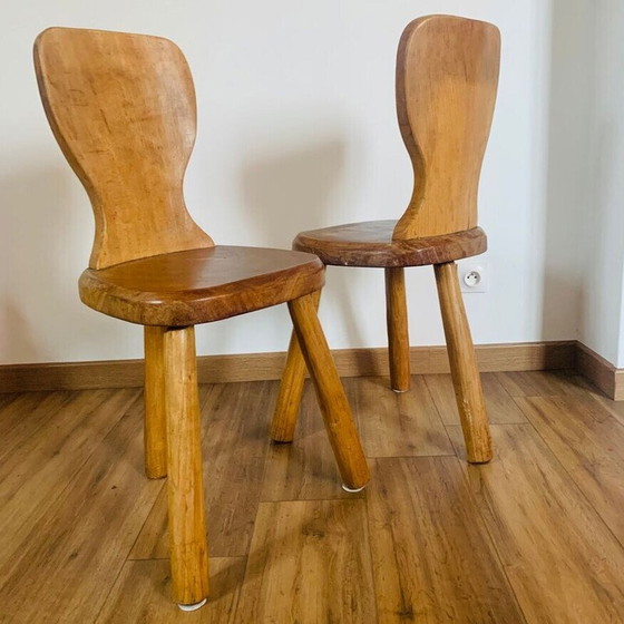 Image 1 of Pair of vintage Brutalist tripod chairs