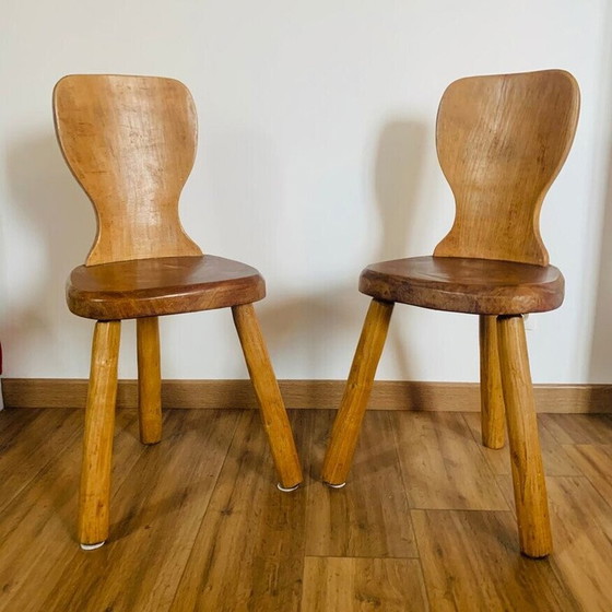 Image 1 of Pair of vintage Brutalist tripod chairs