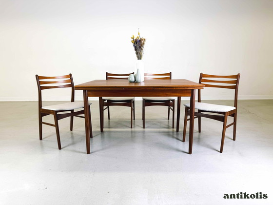 Image 1 of Mid - Century dining table teak extendable 1960 Vintage Danish Design