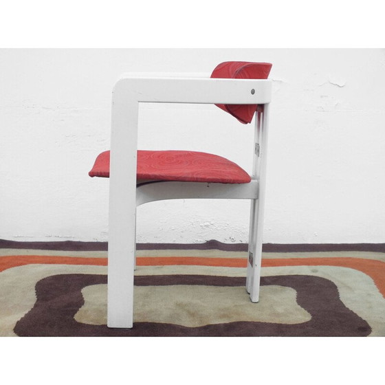 Image 1 of Vintage Chairs Pozzi optic textile orange Augusto Savini Pamplona Italy 1965