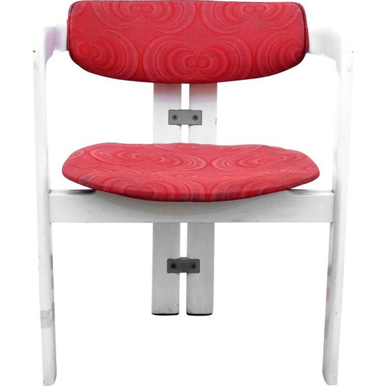 Image 1 of Vintage Chairs Pozzi optic textile orange Augusto Savini Pamplona Italy 1965