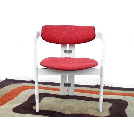 Image 1 of Vintage Chairs Pozzi optic textile orange Augusto Savini Pamplona Italy 1965