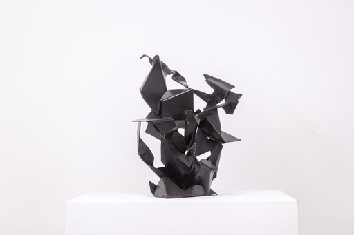 Jean Campa. Abstract sculpture in patinated iron. 1980s.