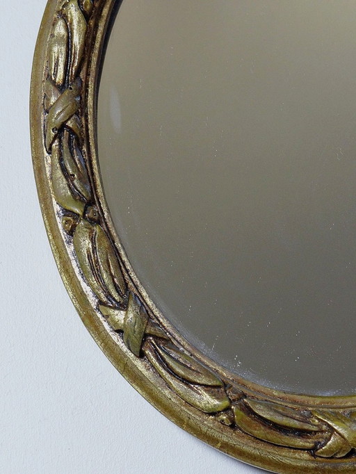 Small Oval Wall Mirror Antique Gilded Wood