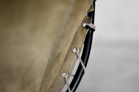 Image 1 of Vintage Mid-Century German Modern Earthy Green Suede Circle Balloon Chair By Lusch Erzeugnis For Lusch & Co, 1960S