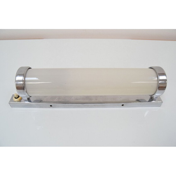 Image 1 of Vintage bauhaus tubular wall lamp in glass and chrome, Czechoslovakia 1930