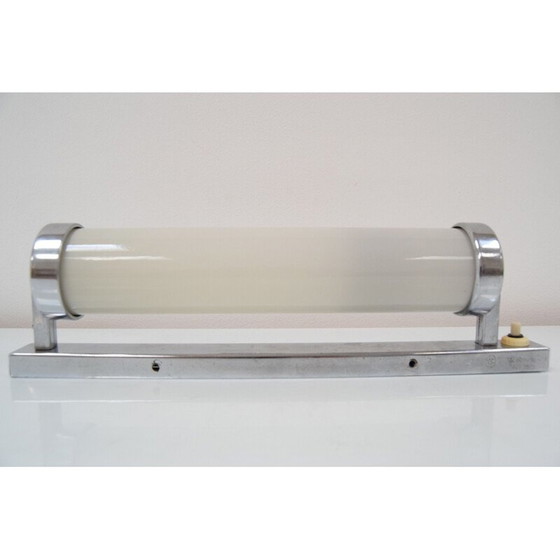 Image 1 of Vintage bauhaus tubular wall lamp in glass and chrome, Czechoslovakia 1930