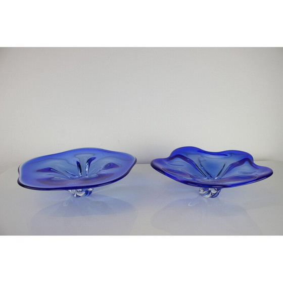Image 1 of Pair of vintage art glass bowls by Josef Hospodka for Chribska Glassworks, Czechoslovakia 1960s