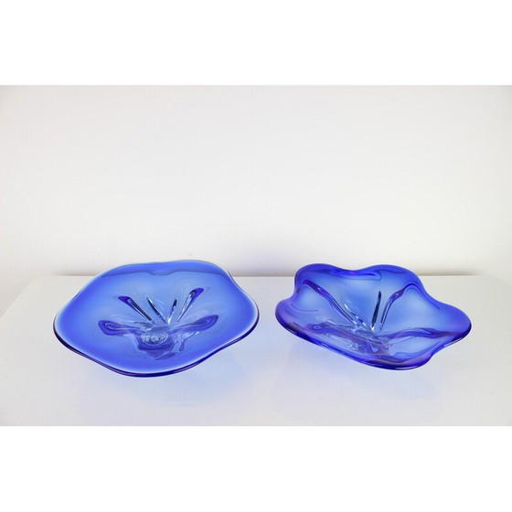 Image 1 of Pair of vintage art glass bowls by Josef Hospodka for Chribska Glassworks, Czechoslovakia 1960s
