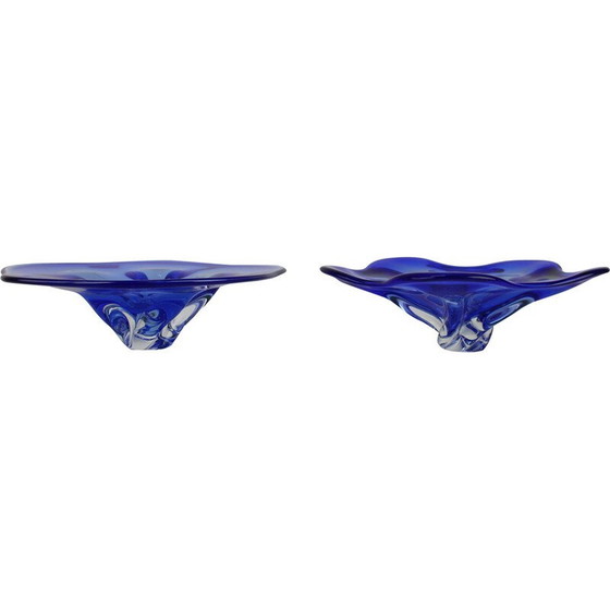 Image 1 of Pair of vintage art glass bowls by Josef Hospodka for Chribska Glassworks, Czechoslovakia 1960s