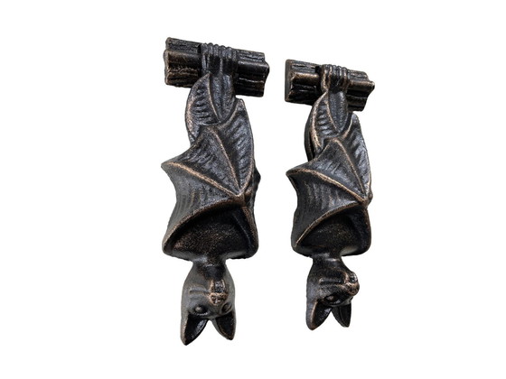 Image 1 of Set Of Two Cast Iron Bat Door Knockers