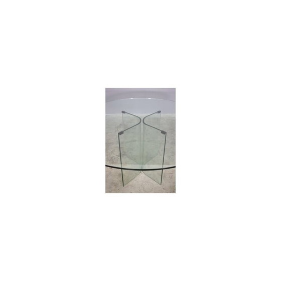 Image 1 of Vintage round tempered glass table, 1980