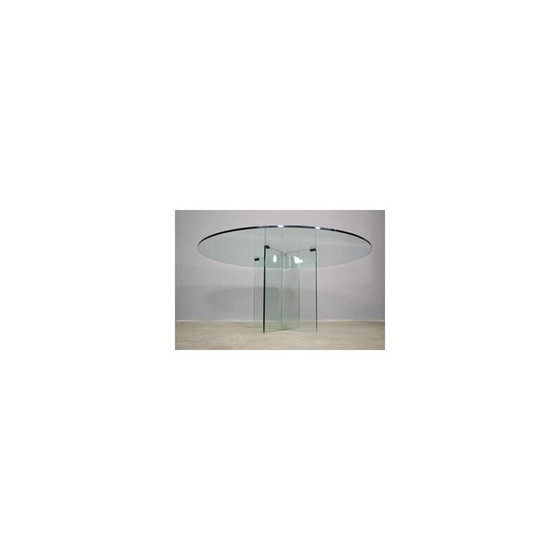 Image 1 of Vintage round tempered glass table, 1980