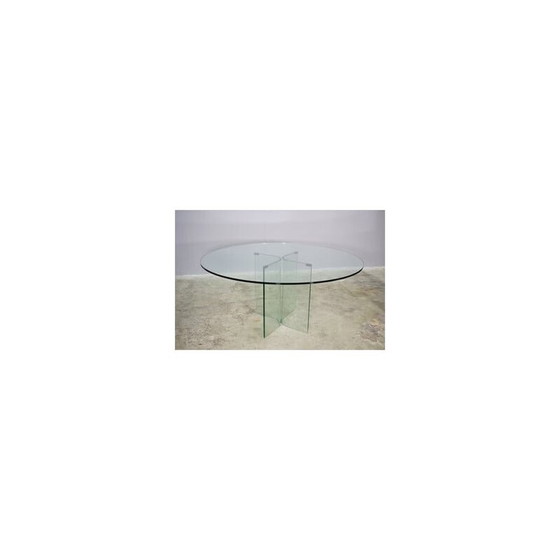 Image 1 of Vintage round tempered glass table, 1980