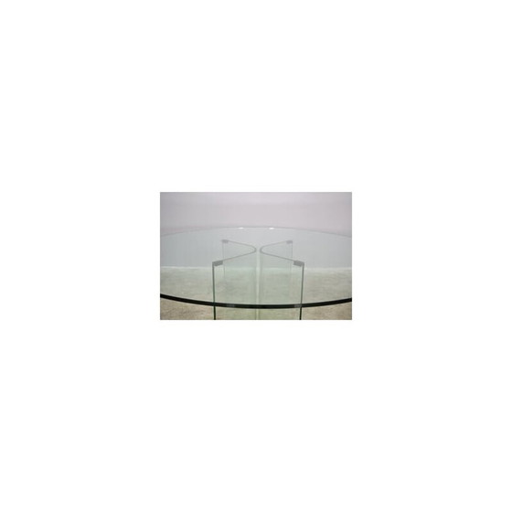 Image 1 of Vintage round tempered glass table, 1980