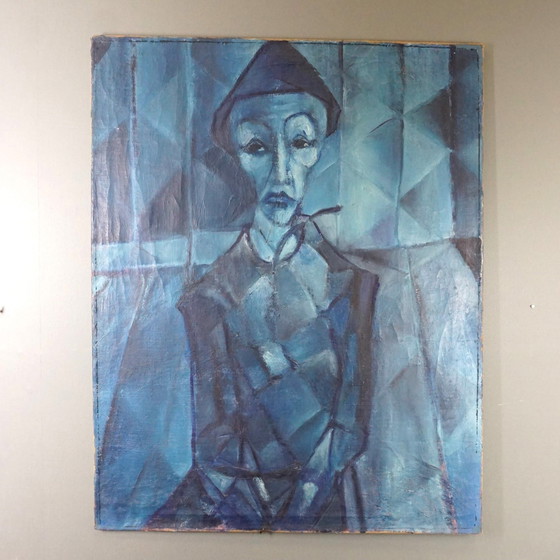 Image 1 of Belle peinture à l'huile cubiste, portrait