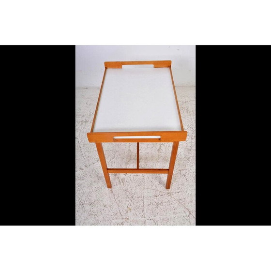 Image 1 of Set da soggiorno vintage in pelle, legno e tessuto di Albert Haberer, Germania 1950