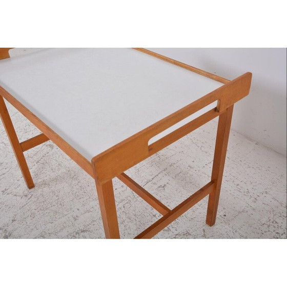 Image 1 of Set da soggiorno vintage in pelle, legno e tessuto di Albert Haberer, Germania 1950