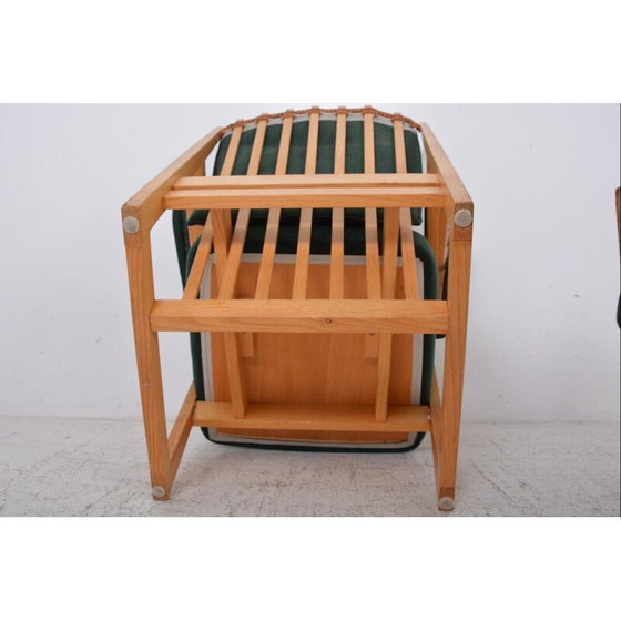 Image 1 of Set da soggiorno vintage in pelle, legno e tessuto di Albert Haberer, Germania 1950