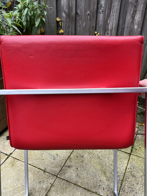 Image 1 of 4x Arco Frame Xl Red Leather Designer Chairs