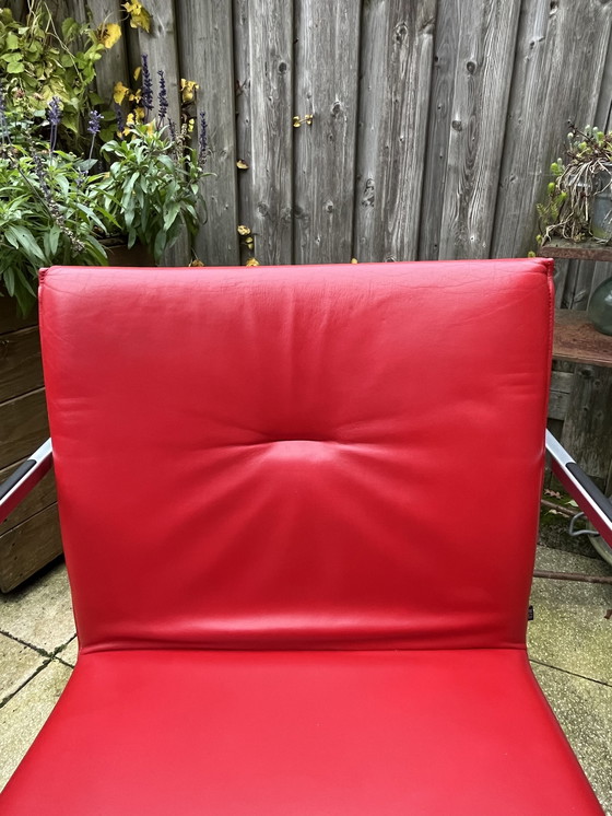 Image 1 of 4x Arco Frame Xl Red Leather Designer Chairs