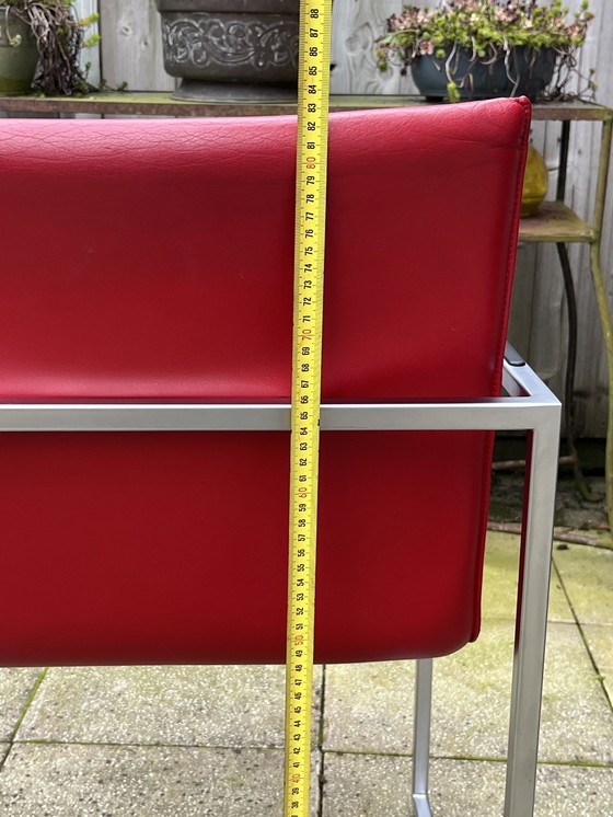 Image 1 of 4x Arco Frame Xl Red Leather Designer Chairs