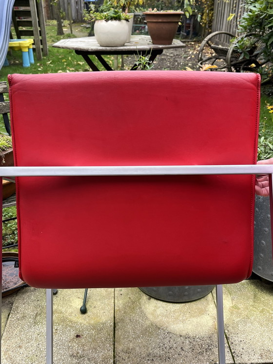 Image 1 of 4x Arco Frame Xl Red Leather Designer Chairs