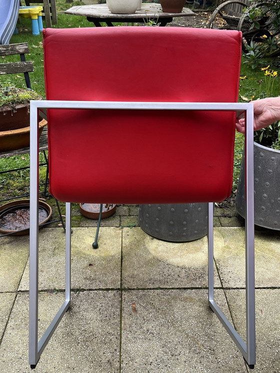 Image 1 of 4x Arco Frame Xl Red Leather Designer Chairs