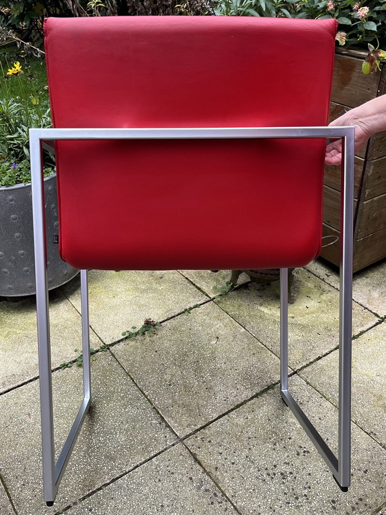 Image 1 of 4x Arco Frame Xl Red Leather Designer Chairs