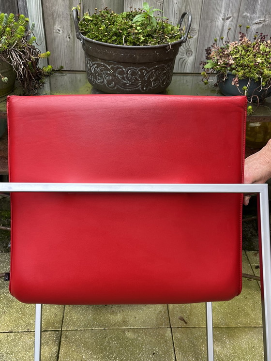 Image 1 of 4x Arco Frame Xl Red Leather Designer Chairs