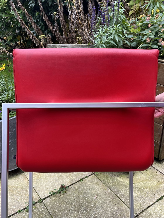 Image 1 of 4x Arco Frame Xl Red Leather Designer Chairs